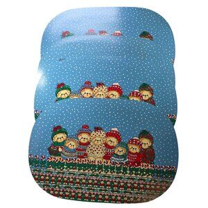 Christmas Bear Placemats vinyl Festive holiday set of four table linen